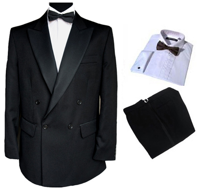Finest Barathea Wool Double Breasted Dinner Suit, Shirt & Tie